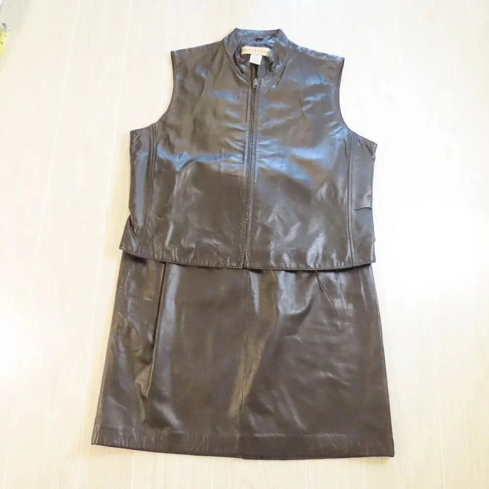 Apostrophe 2 piece Leather Vest Skirt